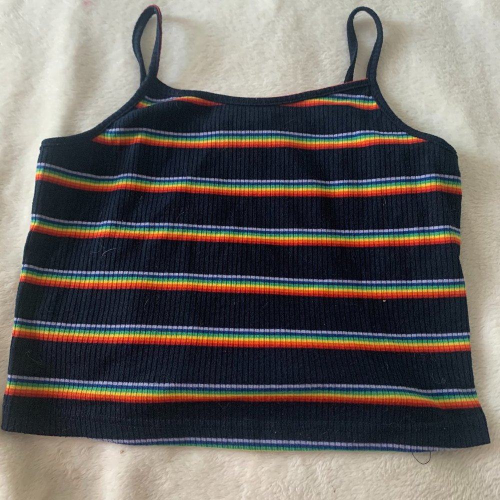 Rainbow striped crop top